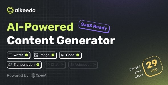 Aikeedo AI Powered Content Platform - SaaS Ready