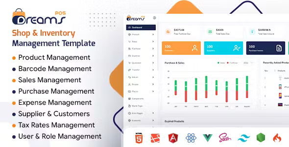 DreamsPOS POS - Inventory Management Admin Dashboard Template (HTML Angular Reactjs Vuejs Laravel)