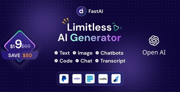 FastAi SaaS AI Content Voice Text Image Chat - Code Generator