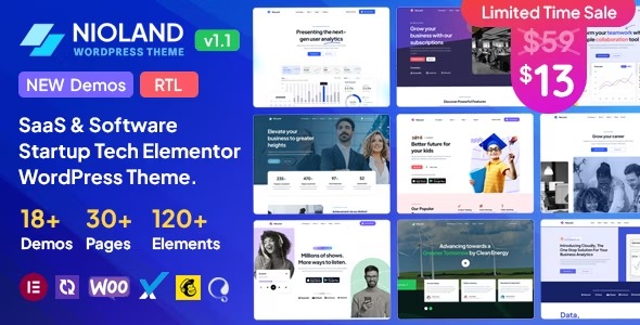 Nioland SaaS - Software Startup Tech WordPress Theme