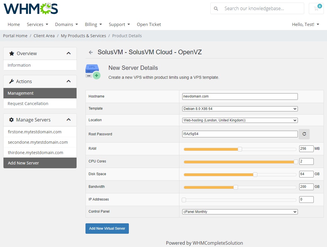 SolusVM Extended Cloud For WHMCS