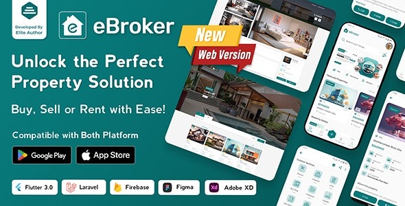eBroker Real Estate Property Buy-Rent-Sell Flutter app with Laravel Admin Panel