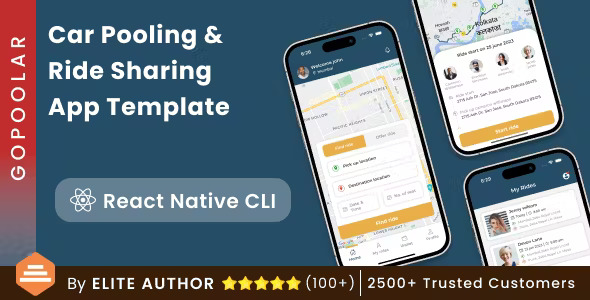 Carpooling App | Bike Pooling App | Ride Sharing App | Car sharing App | React Native CLI | GoPoolar