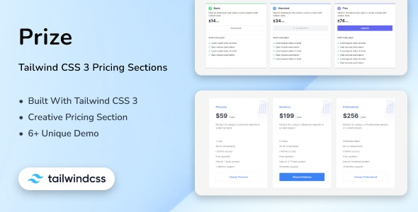 Prize - Tailwind CSS Pricing Sections