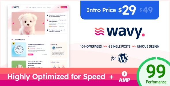 Wavy - Modern - Lightweight Blog for WordPress