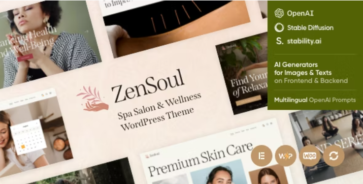 ZenSoul Spa Salon - Wellness WordPress Theme + AI