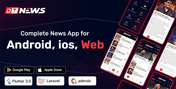 DTNews September - Flutter News App ( Web - Android - iOS ) with Admin panel