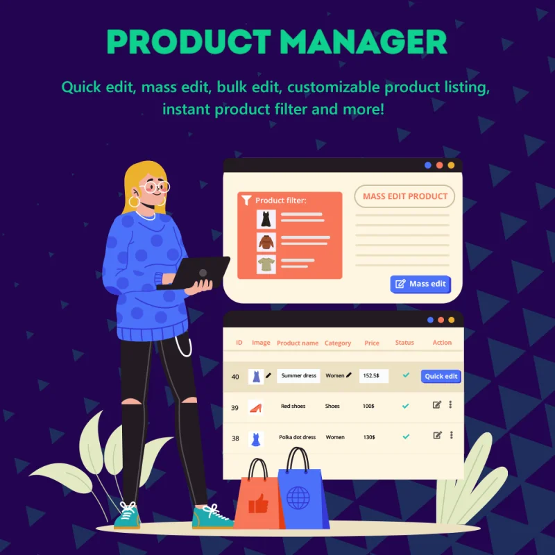 Prestashop Product Manager Bulk edit / mass edit / quick edit by ETS