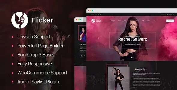 Flicker - Musician WordPress Elementor Theme