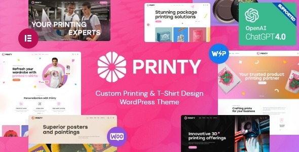 Printy Custom Printing - T-Shirt Design WordPress Theme