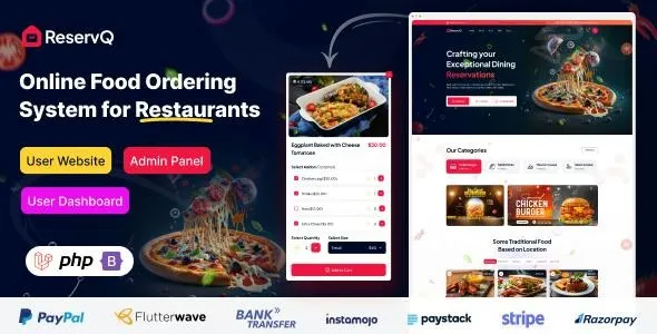 Reservq - Online Food Ordering System for Restaurants Laravel Script