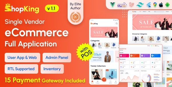 ShopKing eCommerce App with Laravel Website - Admin Panel with POS | Inventory Management
