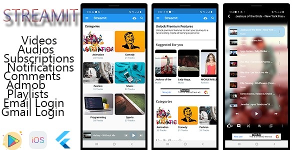 StreamIt - Audio - Video Streaming App for Android and IOS platforms