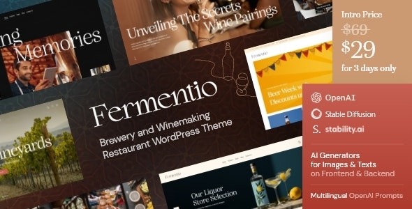 Fermentio Brewery and Winemaking Restaurant WordPress Theme