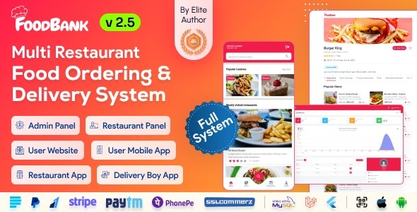 FoodBank Multi Restaurant Food Delivery App | Restaurant App with Admin - Restaurant Panel
