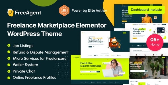 FreeAgent Freelance Marketplace Elementor WordPress Theme