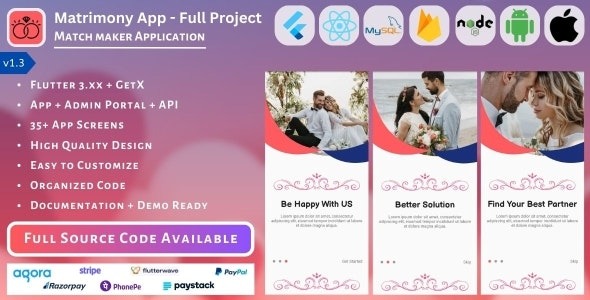 Matrimony App Match Maker | Life Partner - Full Project (Mobile App