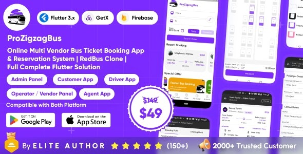 ProZigzagBus : Online Multi Vendor Bus Ticket Booking App - Reservation System Flutter Solution