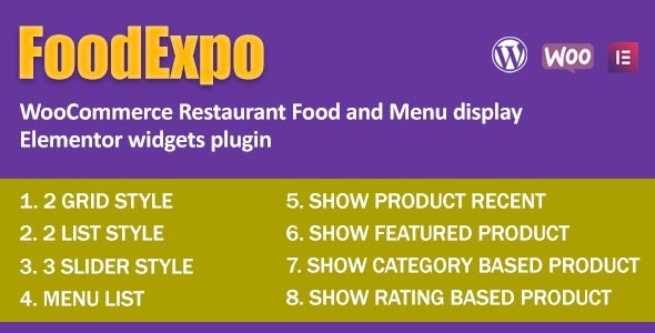 FoodExpo WooCommerce Restaurant Food Menu display Elementor widgets plugin