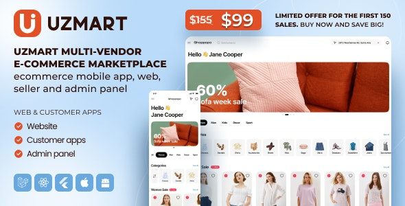 UzMart - Multi-Vendor E-commerce Marketplace - eCommerce Mobile App