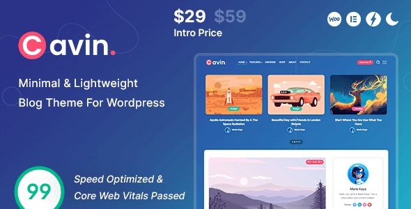 Cavin Minimal & Lightweight WordPress Blog Theme