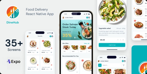 DineHub Restaurant Food Delivery App | Expo SDK | TypeScript | Redux Store