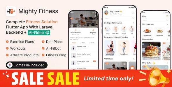 MightyFitness Complete Fitness Solution Flutter App With Laravel Backend + ChatGPT (AIFitbot)