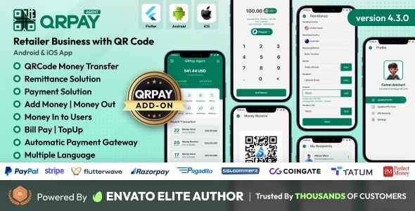 QRPay Agent Retailer Business with QR Code Android and iOS App