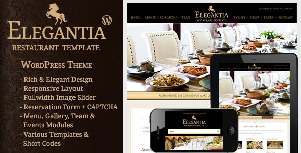 Elegantia Restaurant and Cafe WordPress Theme
