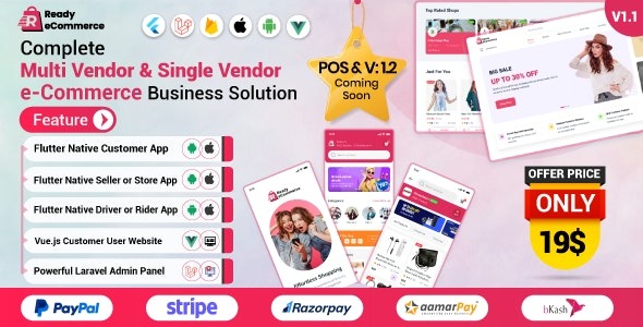 Ready ecommerce - Complete Multi Vendor e-Commerce Mobile App