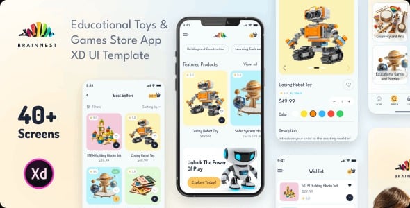 BrainNest Educational Toys & Games Store App XD UI Template