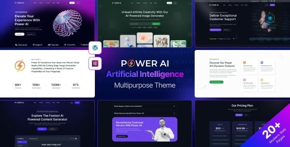 PowerAI Artificial Intelligence Multipurpose WordPress Theme for Elementor