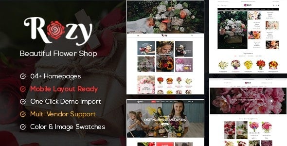Rozy Flower Shop WooCommerce WordPress Theme