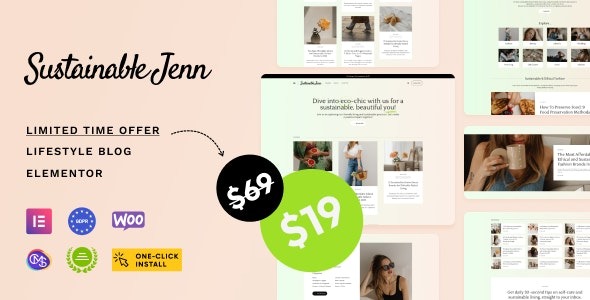 Sustainable Jenn Eco Lifestyle Blog WordPress Theme