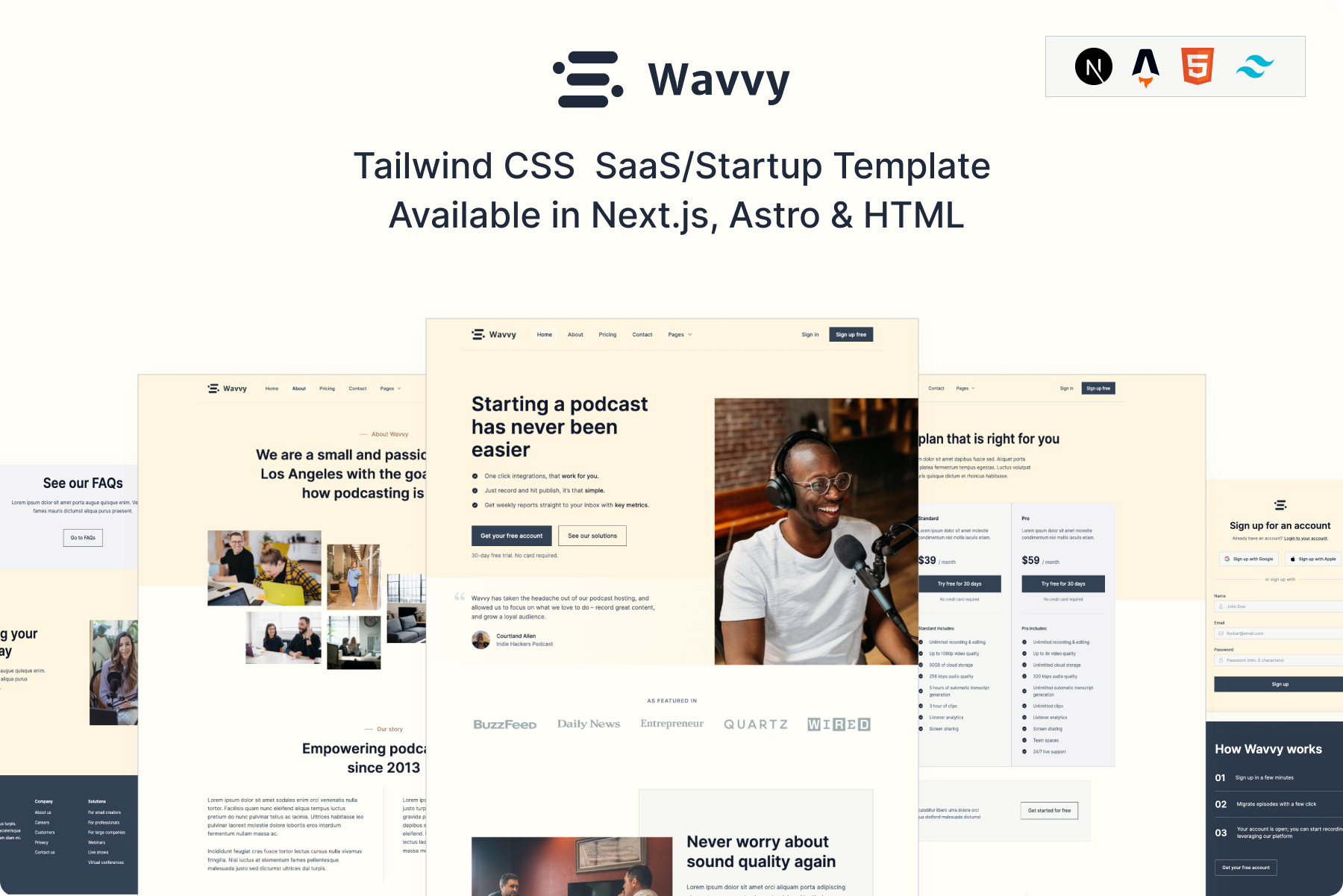 Wavvy Tamplate Tailwind/HTML No