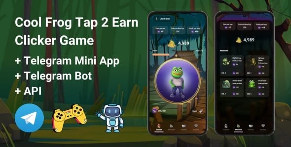 CoolFrog TapEarn Clicker Game With Telegram Mini App + API + Bot