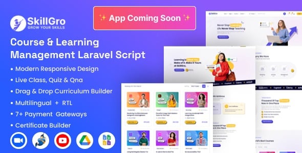 SkillGro Course & Learning Management System Laravel Script (LMS)