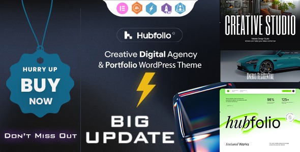 Hubfolio Creative Portfolio and Digital Agency WordPress Elementor Theme