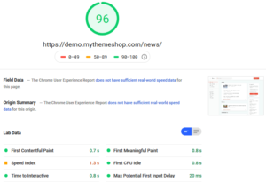 News Theme PageSpeed Insights Desktop Test