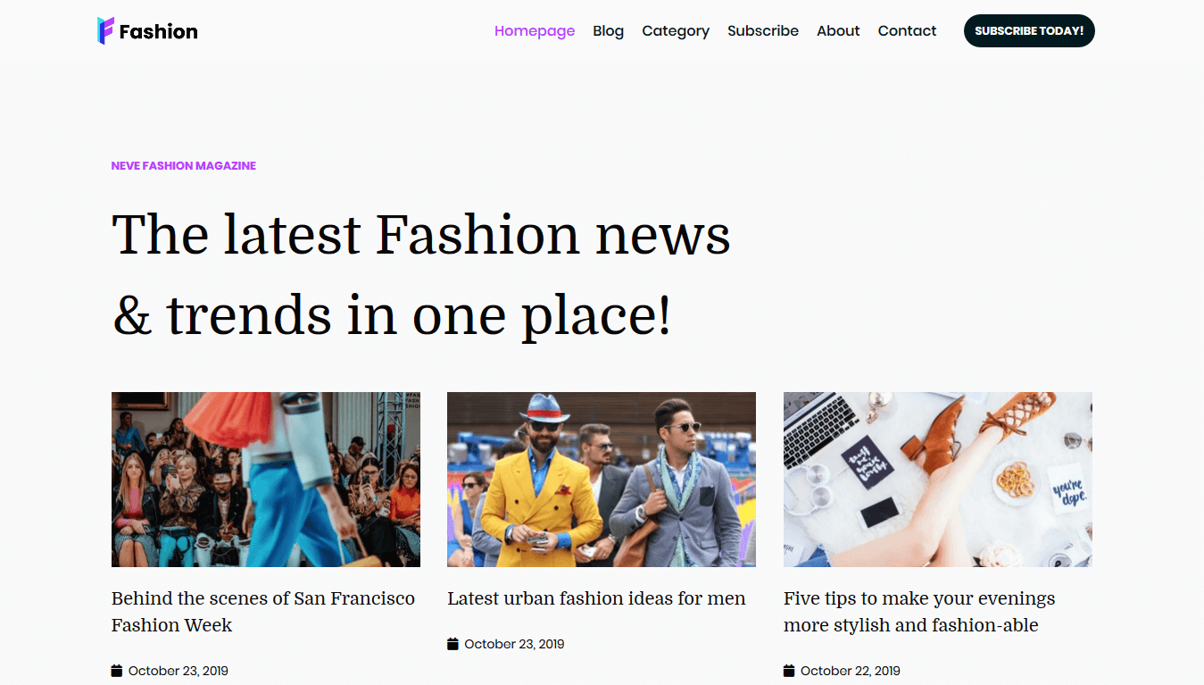 Neva Pro Homepage - Fashion Magazine