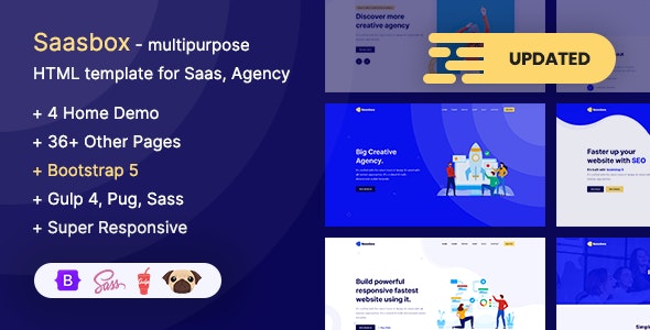 Saasbox - Bootstrap 5 Multipurpose HTML Template for Saas & Agency