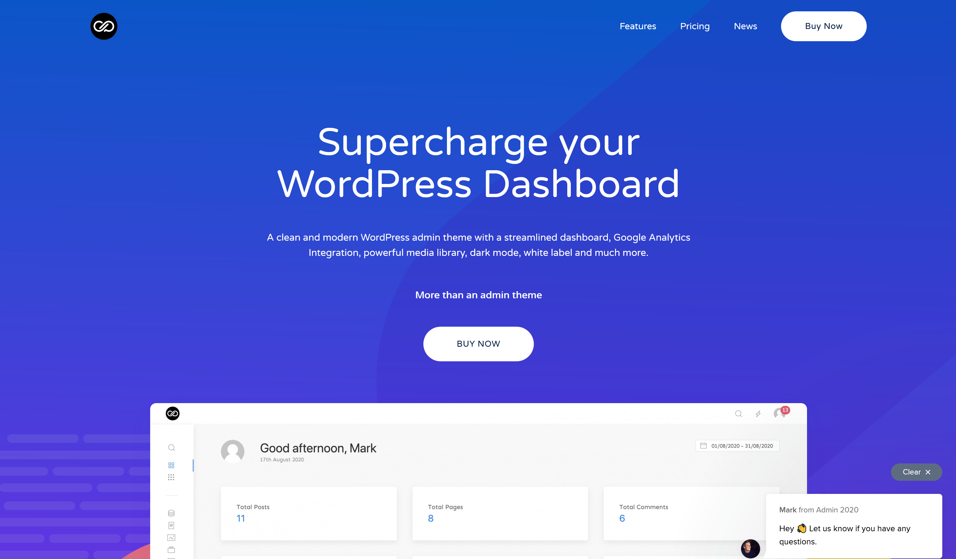 Admin 2021 Modern WordPress Dashboard